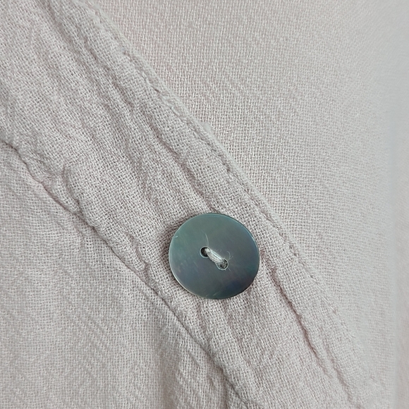 Oh My Gauze! rose pink v-neck 3/4 sleeve lagenlook relaxed fit blouse, sz L - Picture 4 of 9